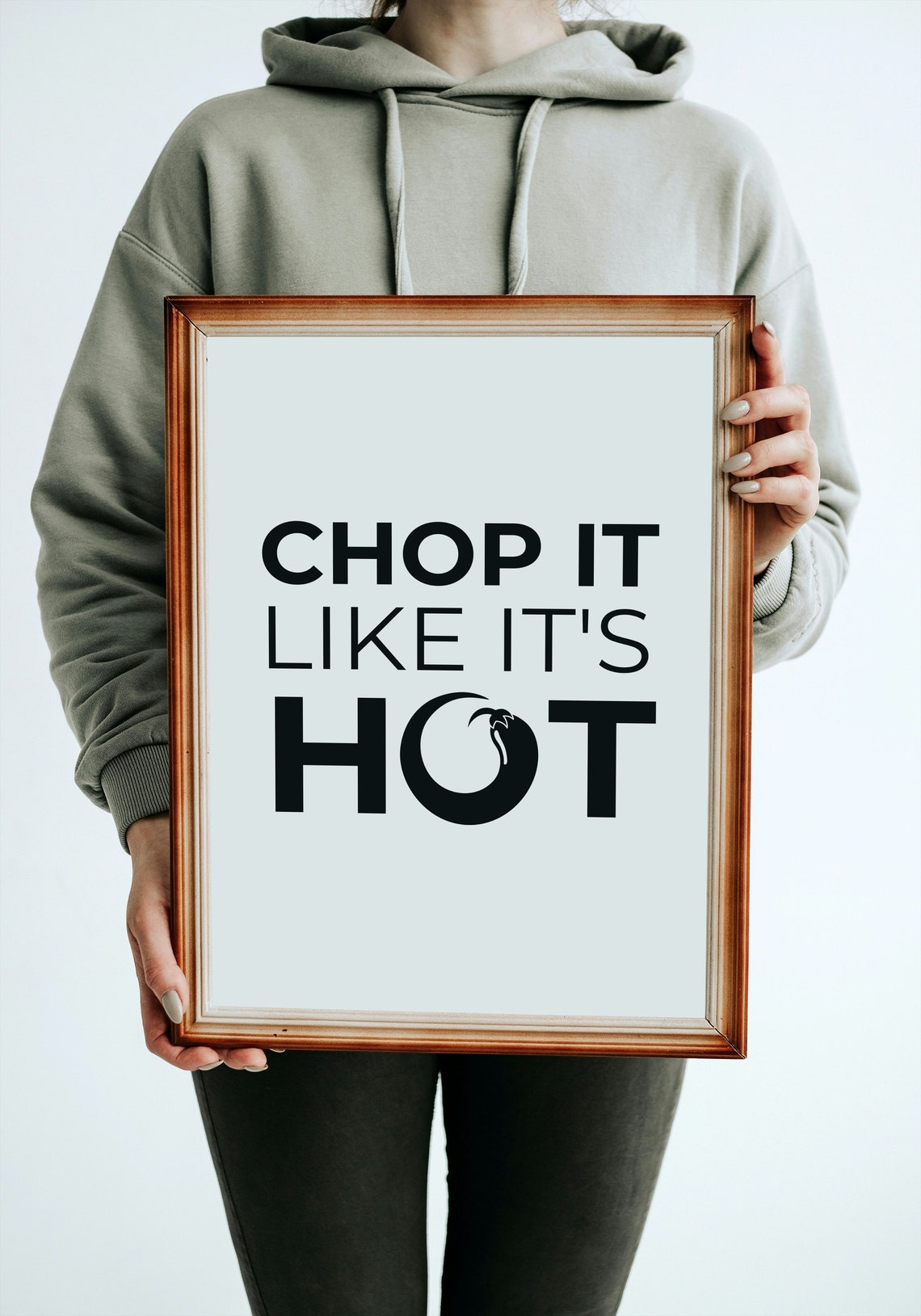 Chop It Like Its Hot Kitchen Quote Minimalist Black White Poster - Image 2