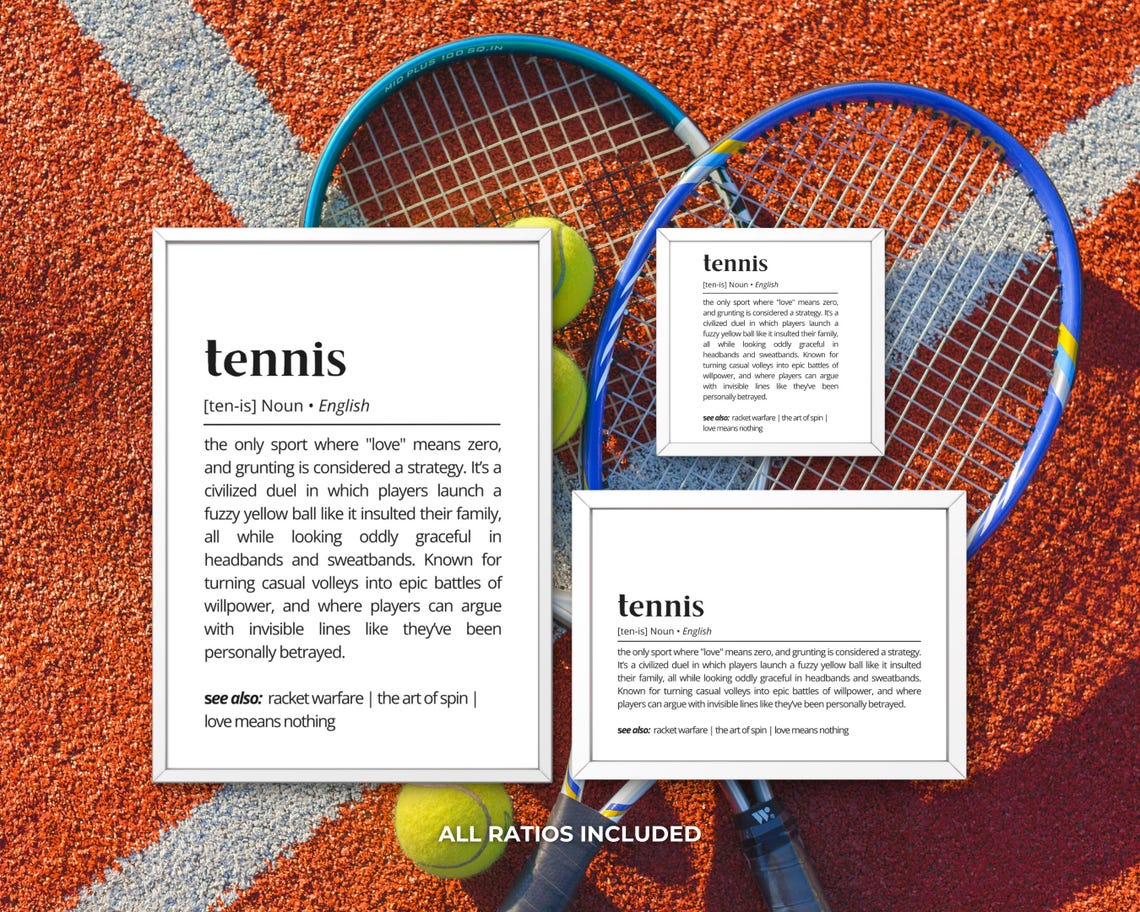 Tennis Funny Dictionary Definition Poster for Players Fun Gift - Image 3