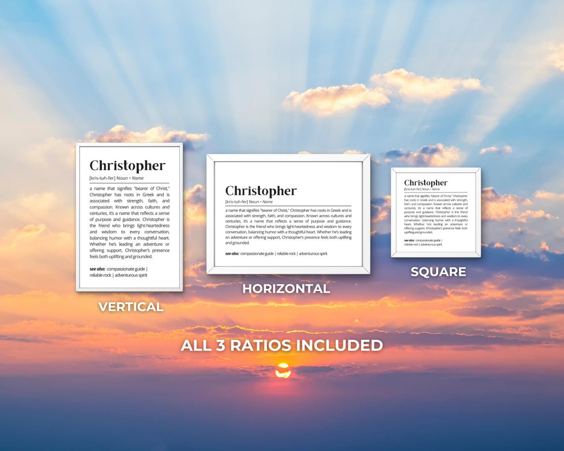 Christopher Name Definition Print Personalized Meaning Brave Gift Art - Image 3