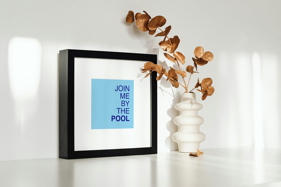 Join Me by the Pool Navy Blue Summer Typography Patio Decor Poster - Image 3