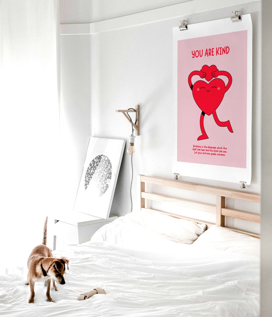 You Are Kind Heart Holding Heart Pink Kindness Affirmation Poster - Image 2
