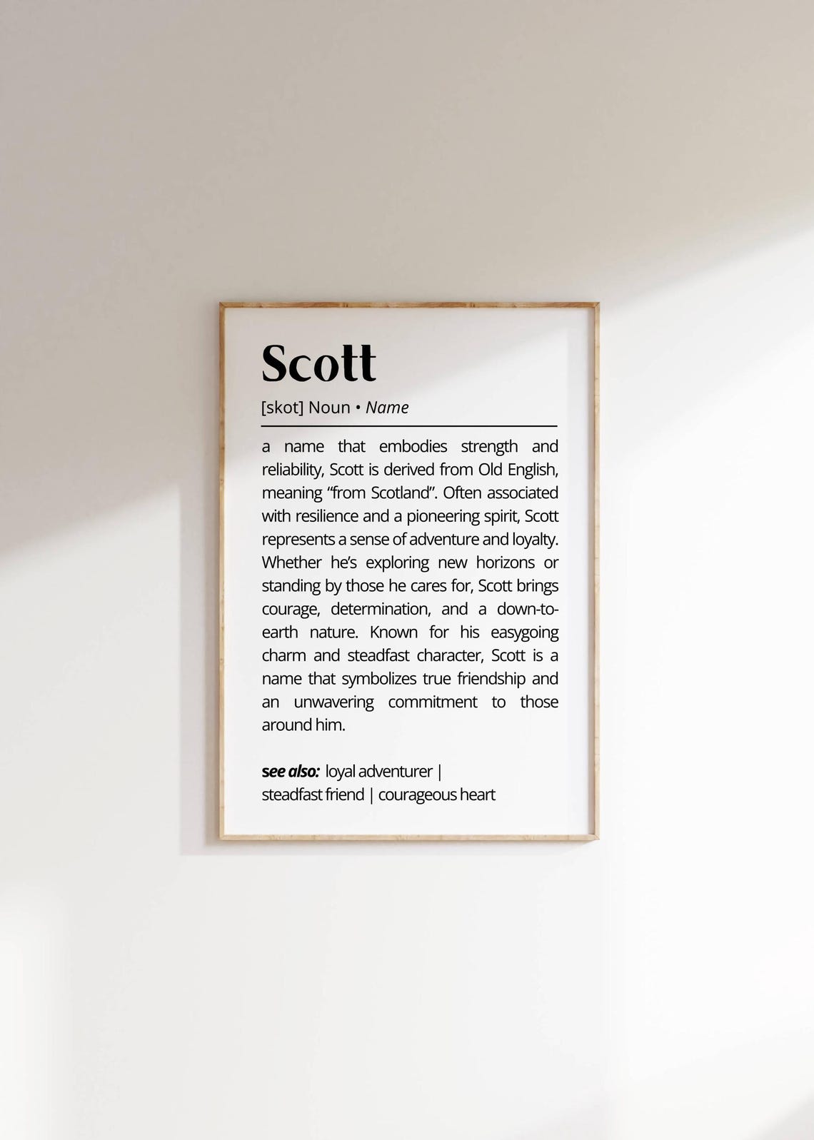 Scott Name Definition Wall Art Personalized Name Meaning Typography Poster Inspo Home Art Unique Gift For Him Minimalist Decor