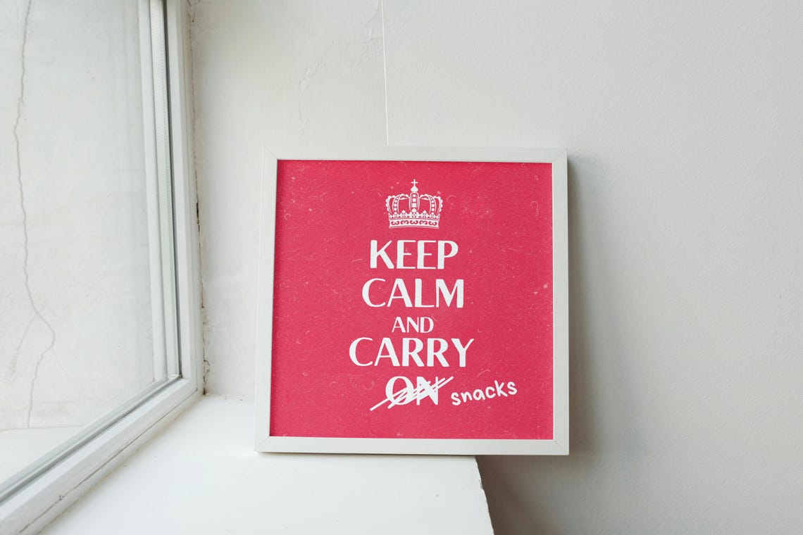Keep Calm And Carry On Snacks Funny Red Crown Kitchen Poster - Image 2