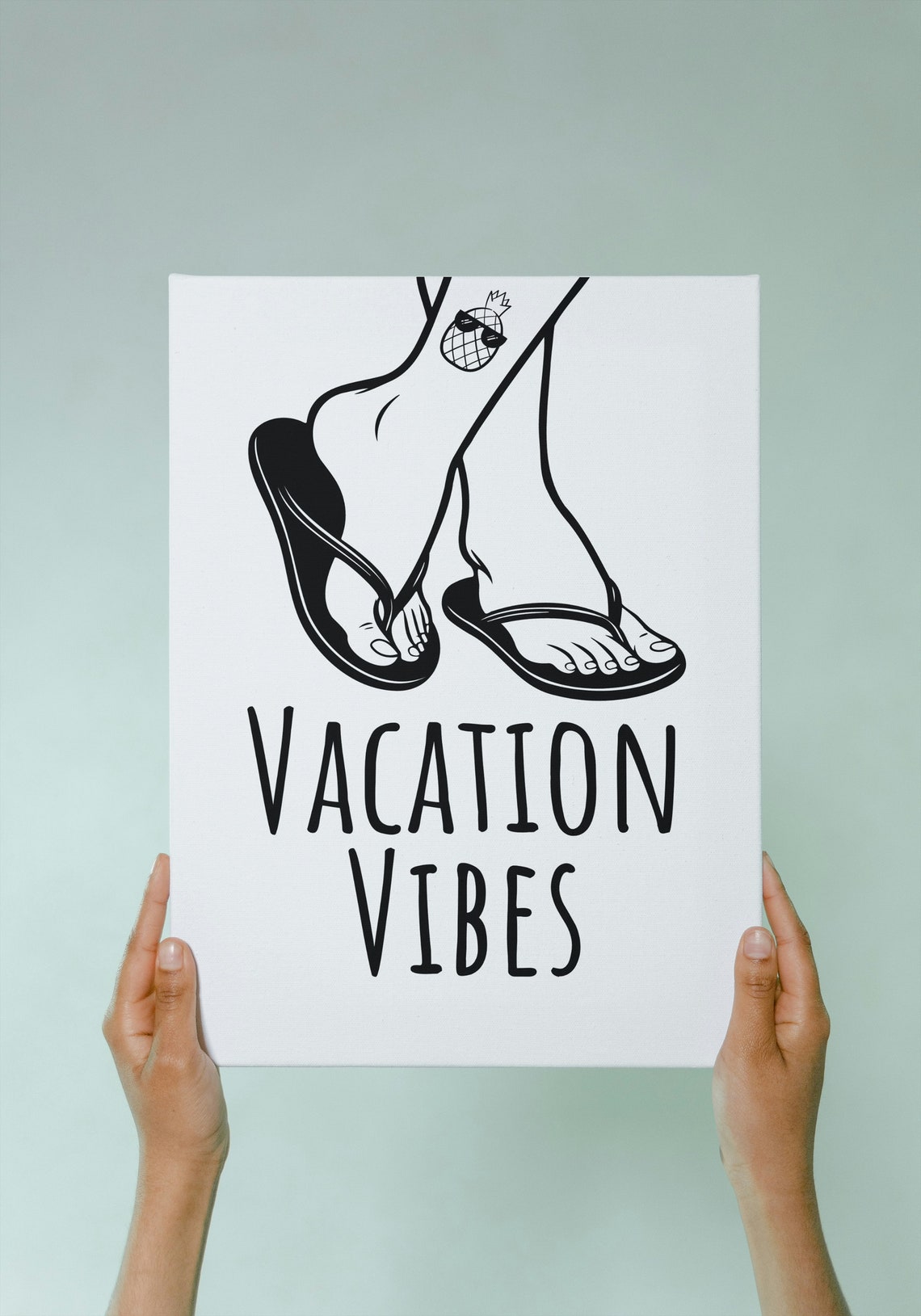 Vacation Vibes Flip Flop Feet Minimalist Summer Beach House Poster - Image 3