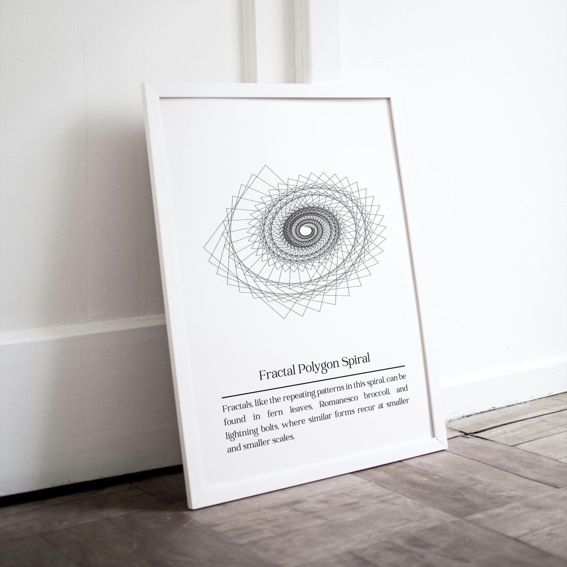Fractal Polygon Spiral Parametric Geometric Minimalist Line Art Poster - Image 2