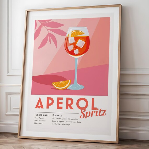 Aperol Spritz, Classic Recipe Poster Print