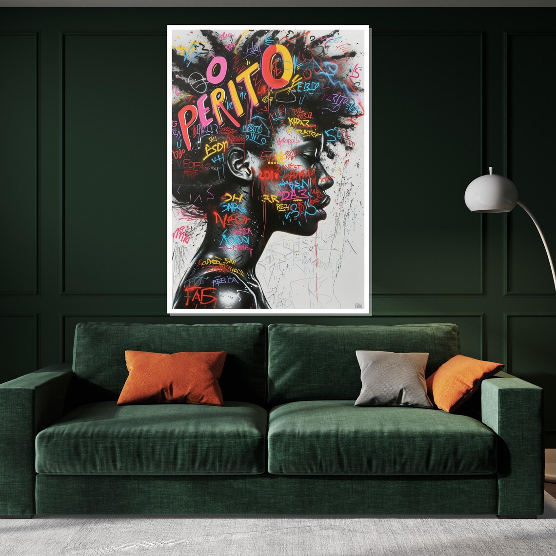 Graffiti Neon Woman Face Colorful Urban Street Art Portrait Poster - Image 3