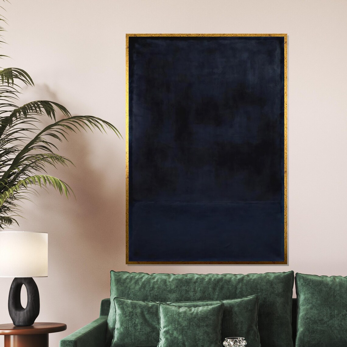 Dark Navy Blue Monochrome Abstract Painting Moody Art Poster
