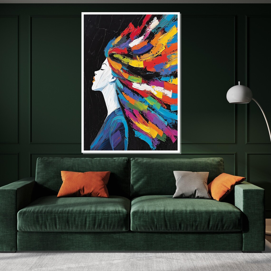 Woman With Flowing Rainbow Hair Colorful Portrait Art Poster - Image 3