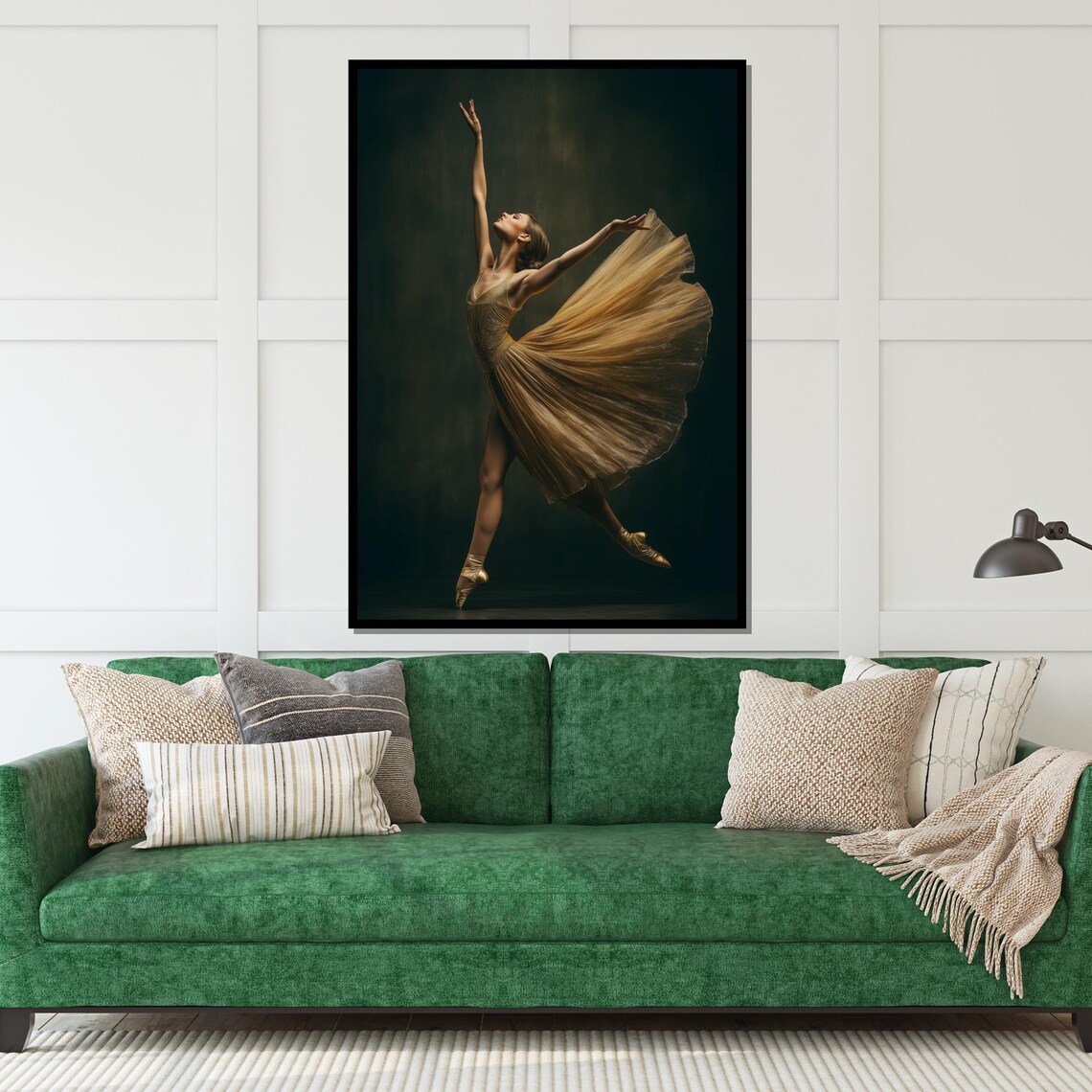 Golden Ballerina Dancing In Flowing Tutu Dark Elegant Dance Poster - Image 5