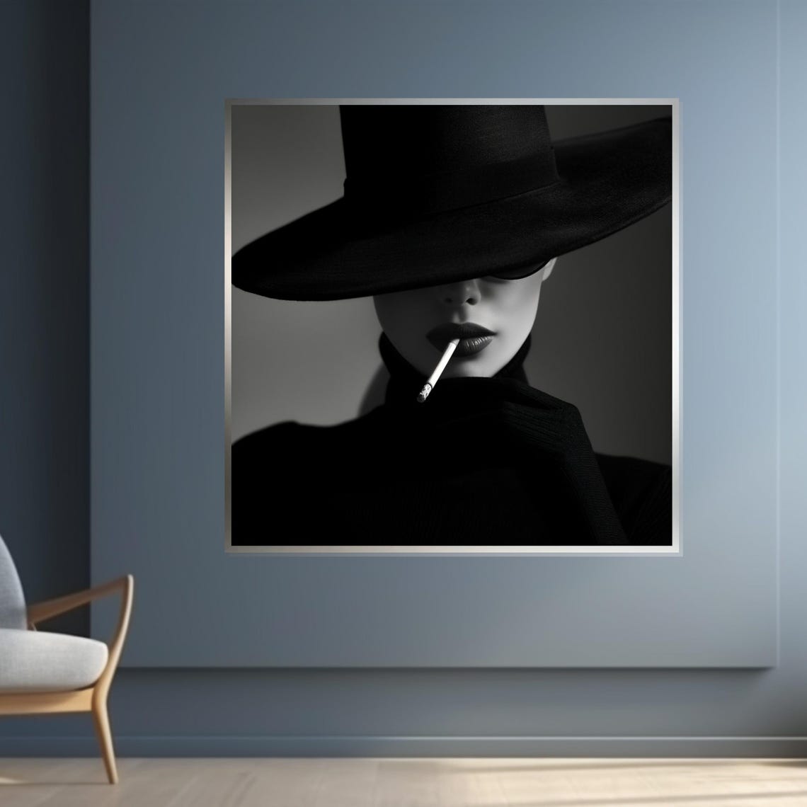 Mysterious Noir Lady In Black Hat Cinematic Elegance Style Poster - Image 3