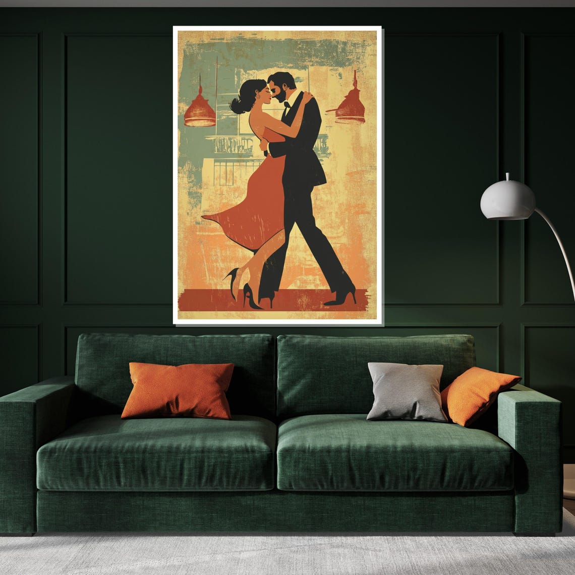 Vintage Tango Couple Retro Romantic Dance Illustration Poster - Image 3