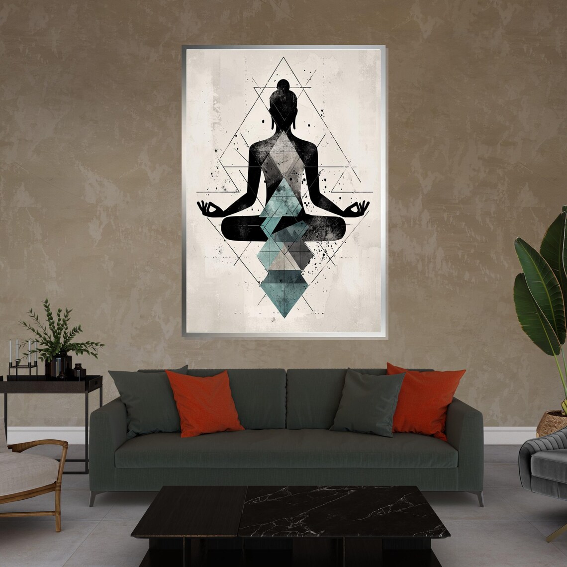 Sacred Geometry Meditating Buddha Minimalist Modern Zen Art Poster - Image 4