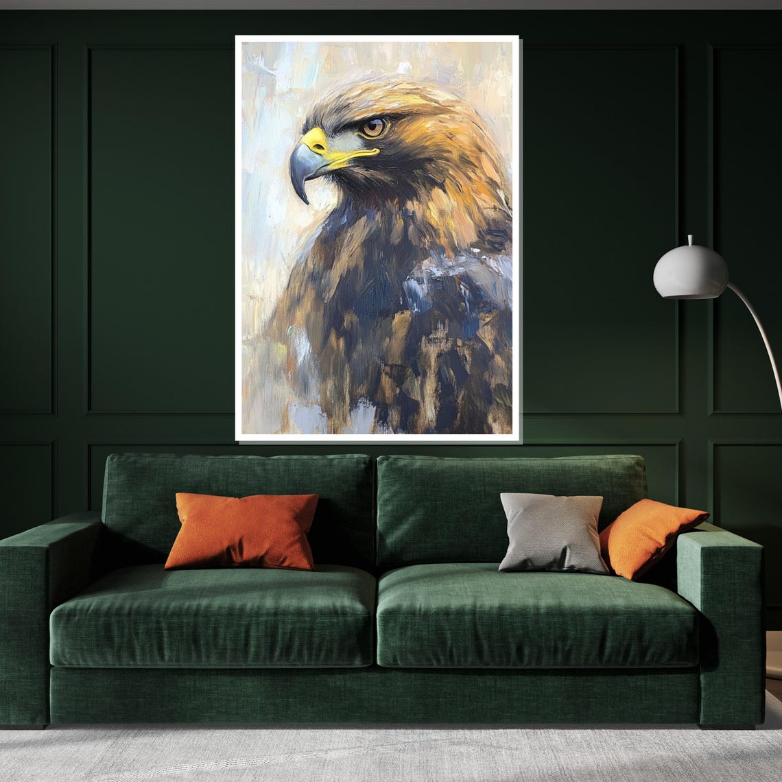 Bold Golden Eagle Portrait Fierce Raptor Painting Decorative Poster - Image 3