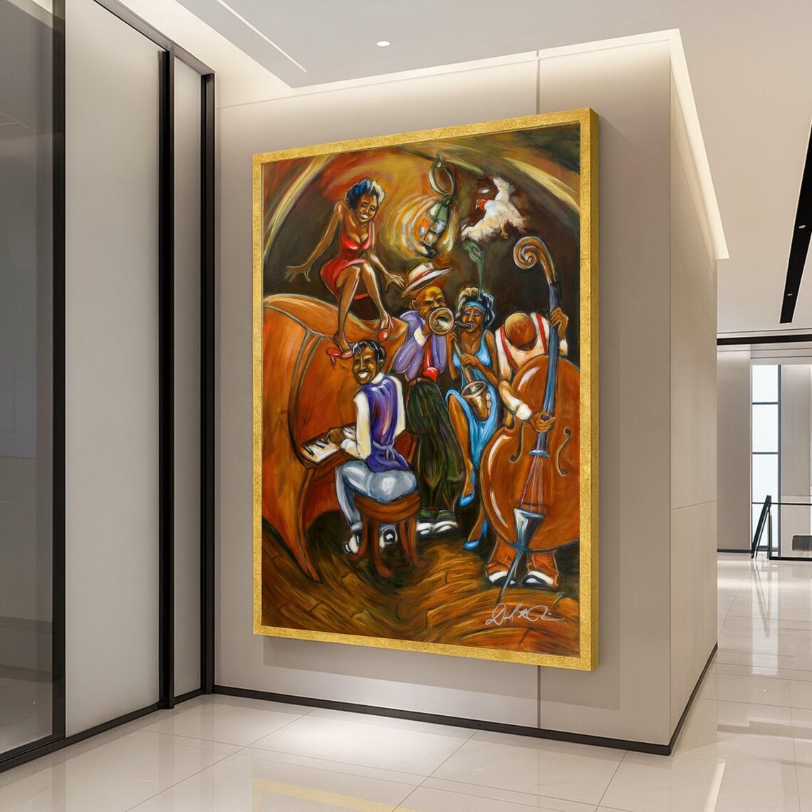 Colorful Jazz Band Musicians Abstract Expressionist Music Poster