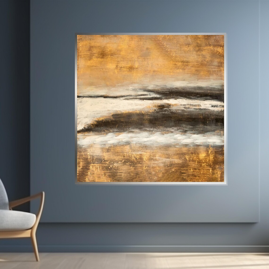 Golden Abstract Landscape Amber Horizon Earth Tone Warm Print - Image 4