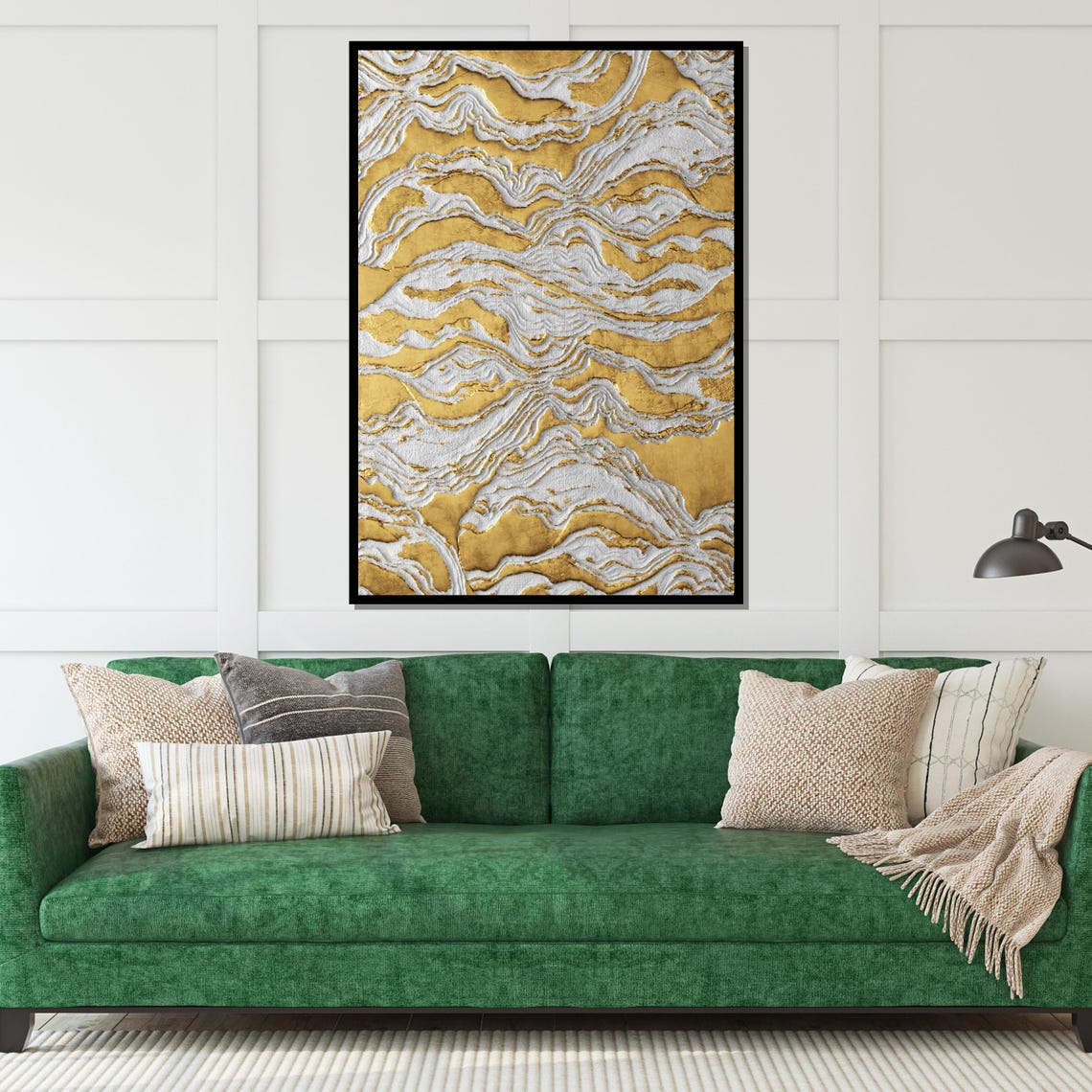 Gold White Wave Texture Flowing Layers Modern Abstract Poster - Image 4