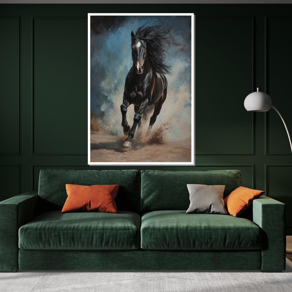 Black Stallion Galloping Dust Dramatic Equestrian Power Print - Image 3