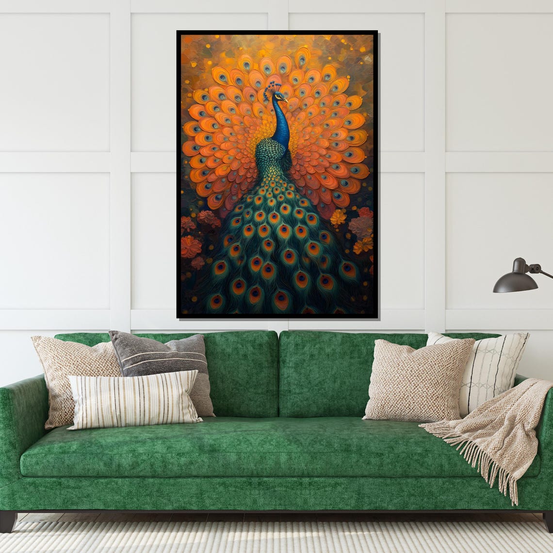 Fiery Orange Peacock Full Plume Display Vibrant Bird Decor Poster - Image 5