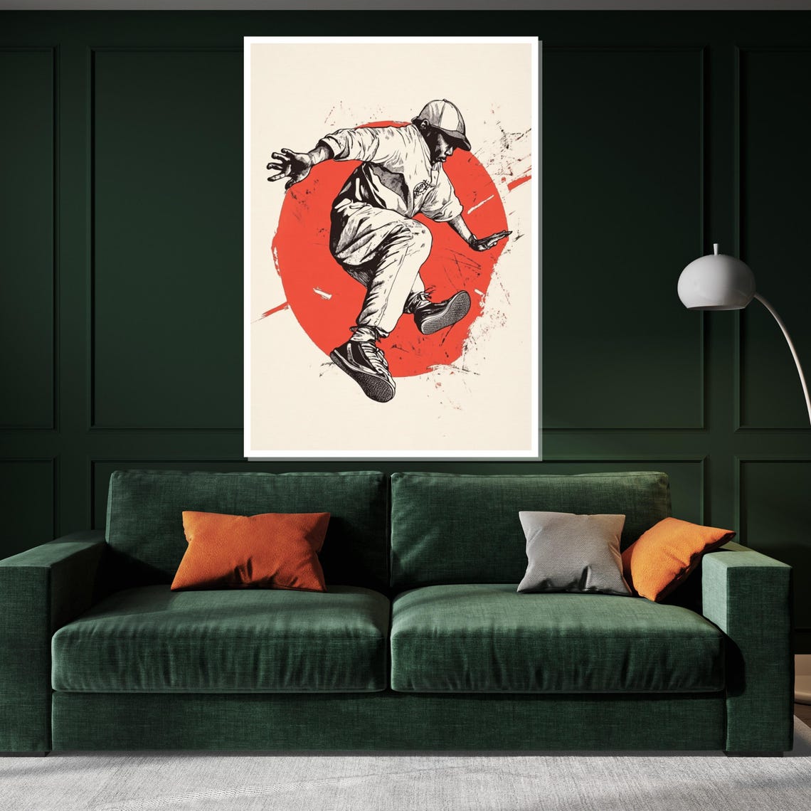 Street Breakdancer Midair Vivid Red Sun Circle Pop Art Poster - Image 3