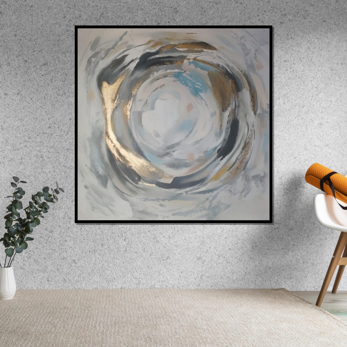 Elegant Gold Swirl Circular Abstract Gray Neutral Modern Print - Image 5
