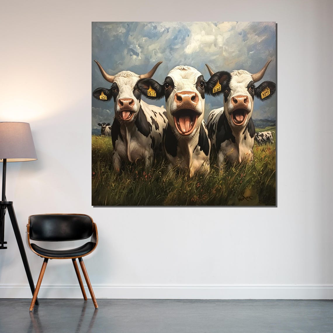 Three Laughing Cows Funny Farm Animals Humorous Wildlife Art Poster - Image 2