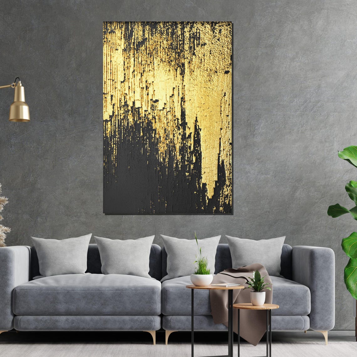 Gold Drip Black Texture Dramatic Metallic Modern Abstract Poster - Image 2