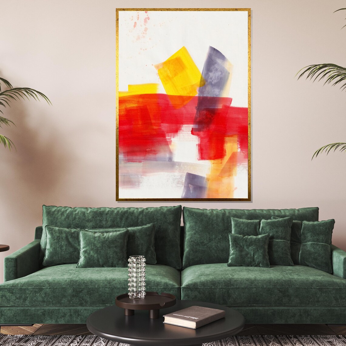 Red Yellow Color Splash Shapes Playful Modern Abstract Poster