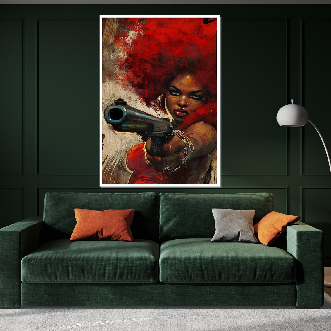 Fierce Woman Red Hair Gun Urban Pop Art Bold Style Art Poster - Image 3