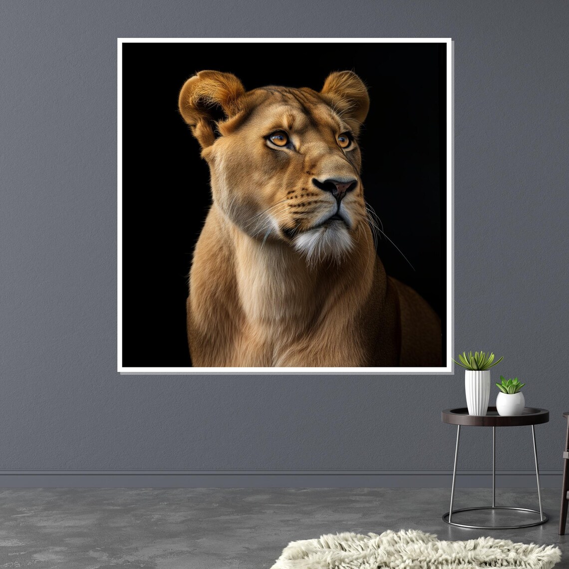 Lioness Portrait Black Background Regal Majestic Wildlife Art Poster - Image 3