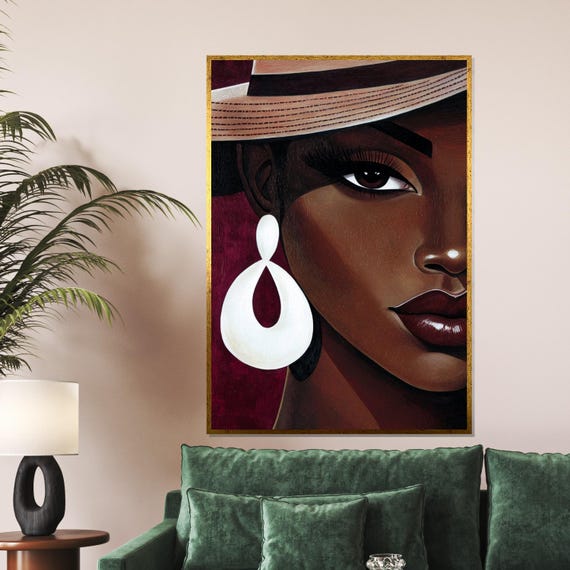 Elegant Hat Lady Portrait Wall Art Modern Woman Print Fashion Wall Art Design Ready To Hang Home Dcor
