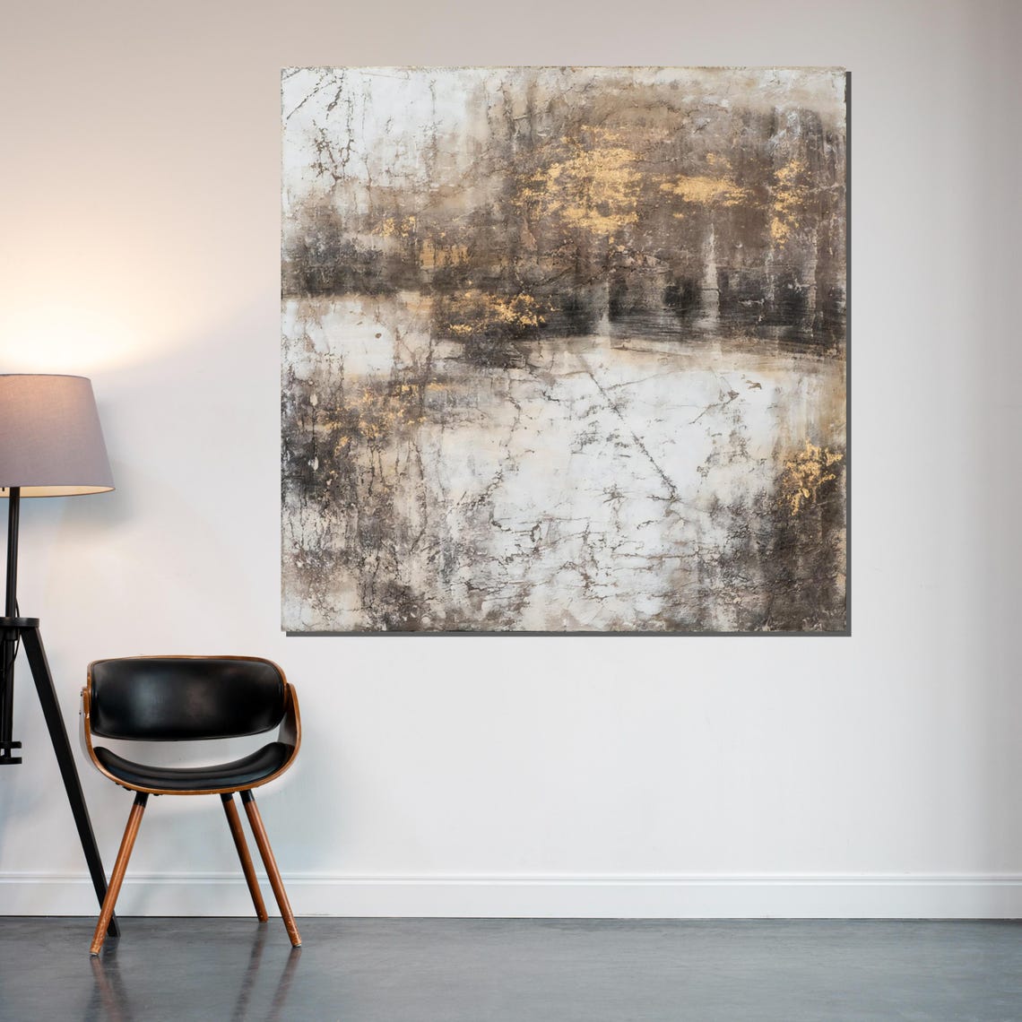 White Gold Marble Texture Neutral Elegant Stone Vein Wall Art - Image 2