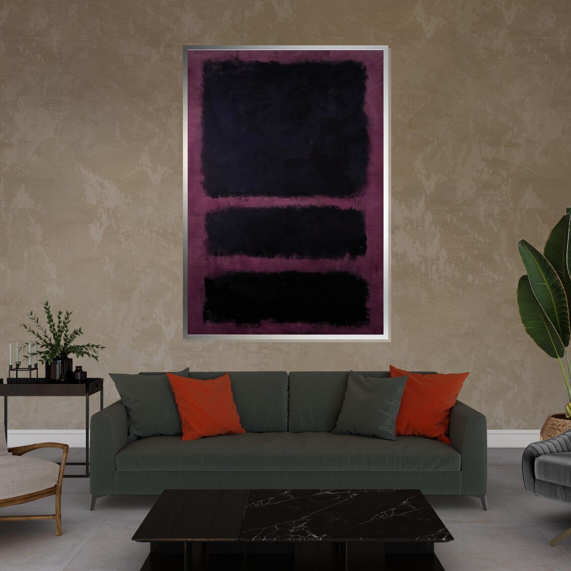 Black and Plum Color Field Abstract Moody Modern Painting Poster - Image 4