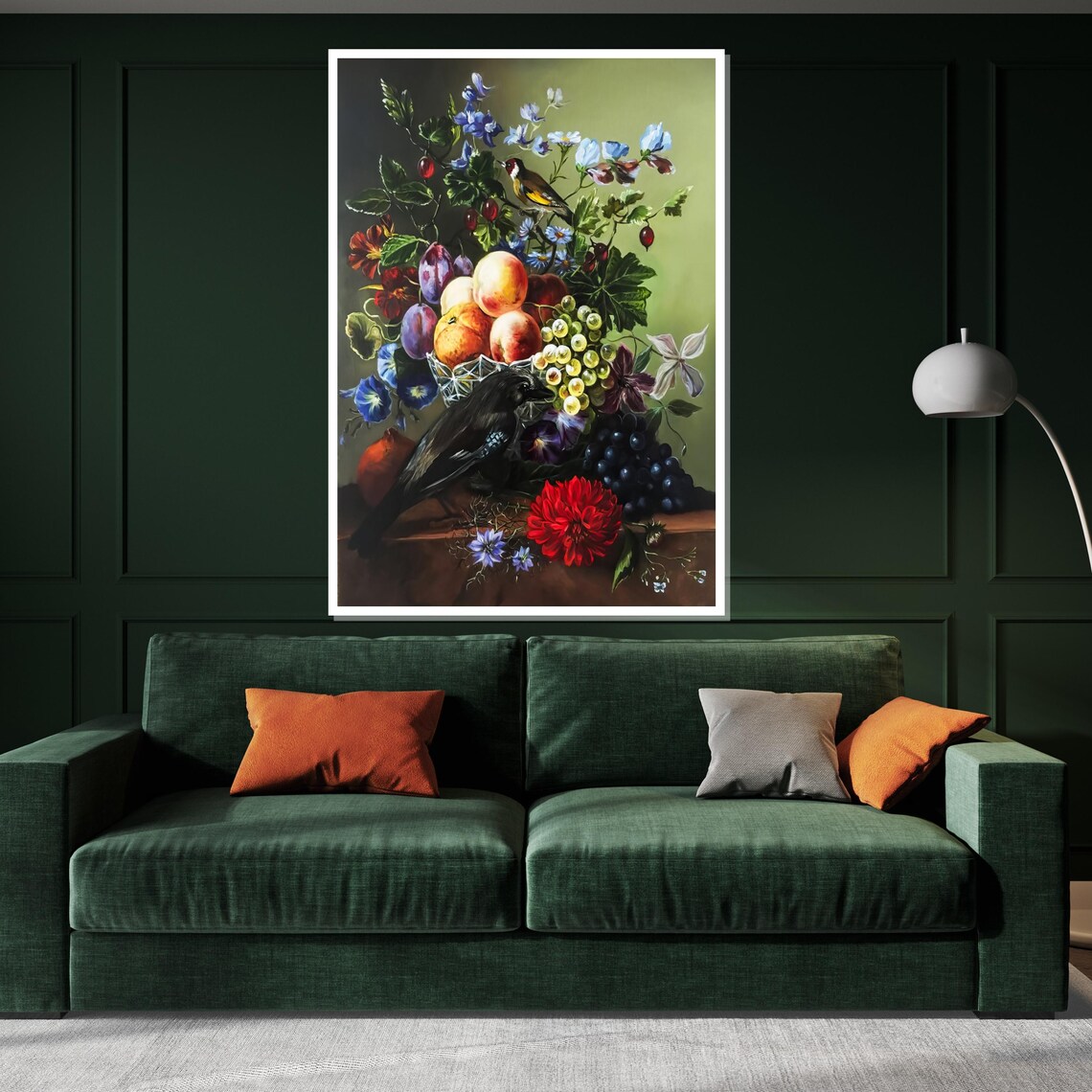 Fruit And Flower Still Life With Birds Classic Dutch Style Wall Art - Image 3