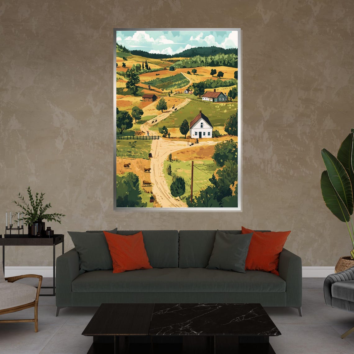 Rustic Countryside Farm With Dirt Road Vintage Pastoral Poster - Image 4