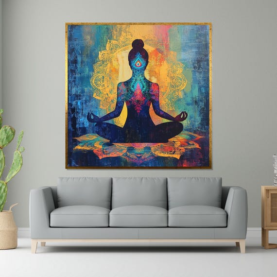 Chakra Meditation Yoga Art Spiritual Wall Decor Colorful Mandala Print Zen Wall Art Design Ready To Hang Decoration