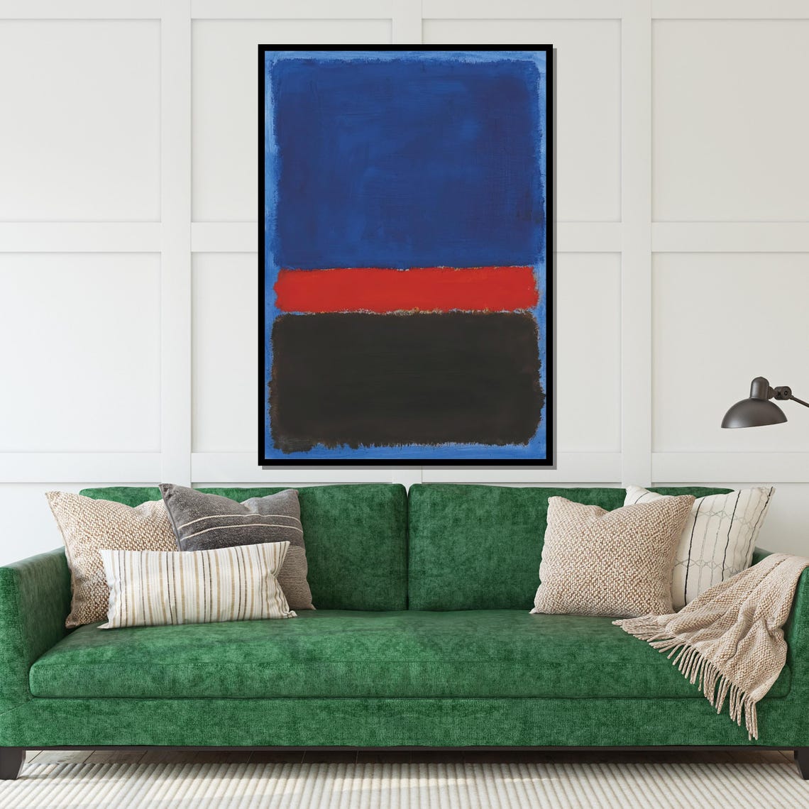 Bold Blue Red and Black Color Block Abstract Modern Art Poster - Image 5
