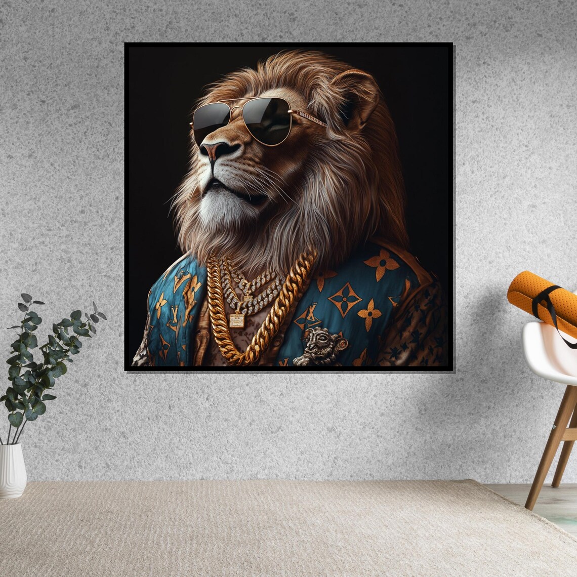 Lion In Sunglasses With Gold Chains Luxury Hipster Animal Art Poster - Image 5