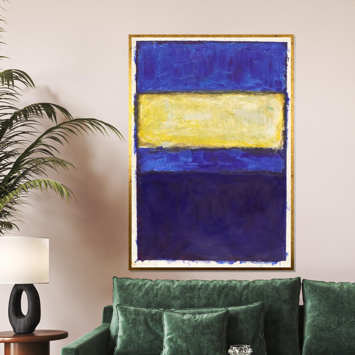 Blue and Yellow Color Field Abstract Art Poster for Living Room