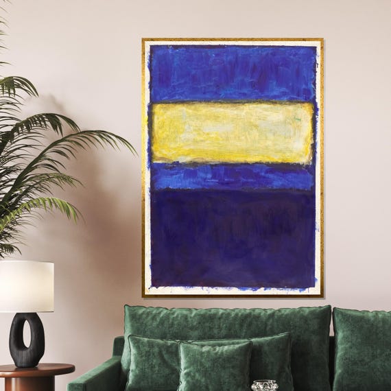 Abstract Color Blocks Blue Yellow Wall Art Modern Abstract Painting Wall Art Design Ready To Hang Home Decor