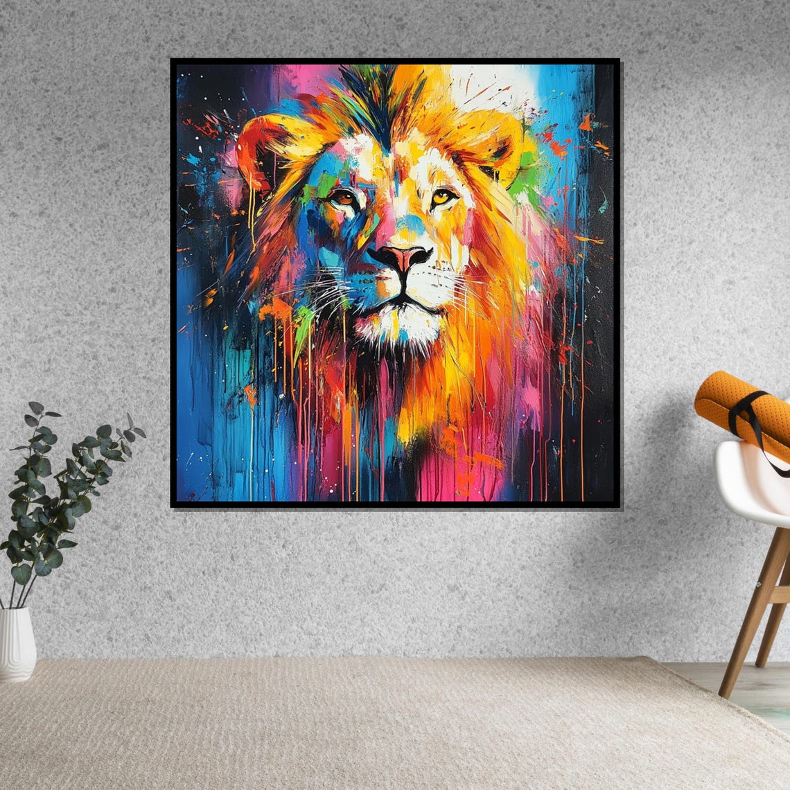 Bold Multicolor Lion Pop Art Paint Drips Vibrant Big Cat Poster - Image 5