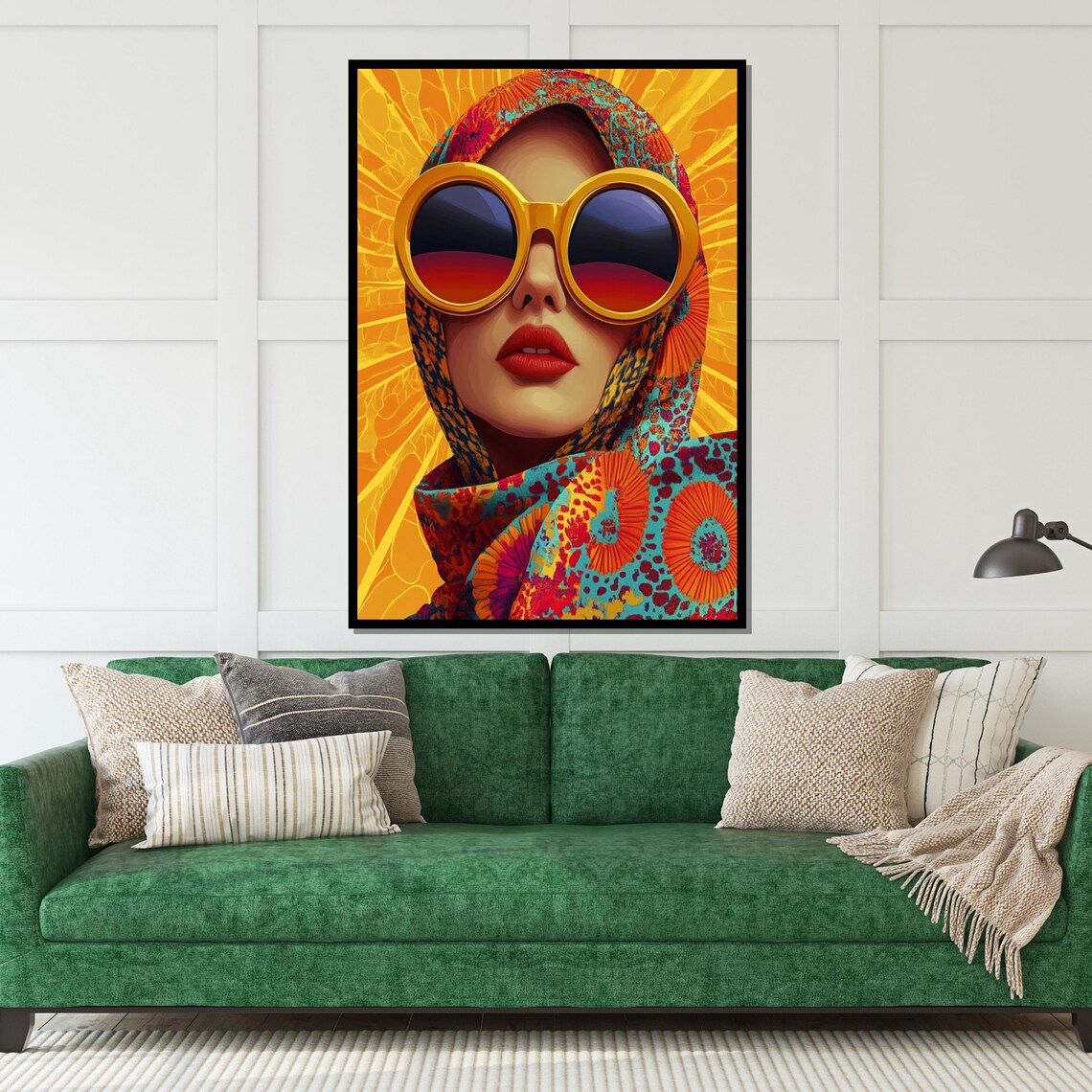 Retro Lady With Round Sunglasses And Colorful Headscarf Style Poster - Image 5