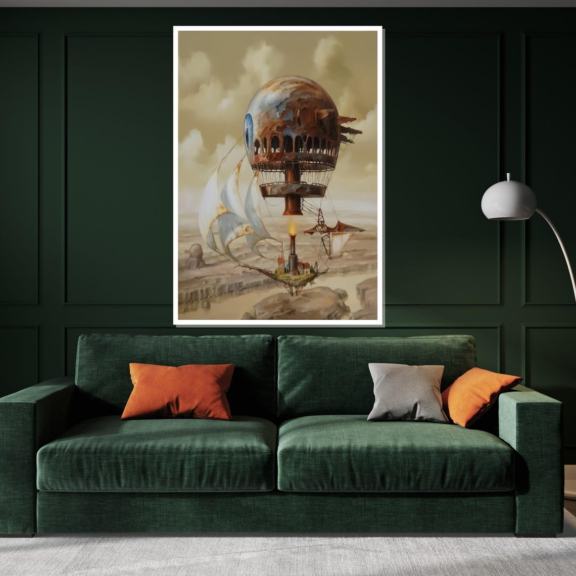 Surreal Airship Floating Island Art Dreamscape Wall Print Framed Surrealism Decor Wall Art Design Ready To Hang - Image 3