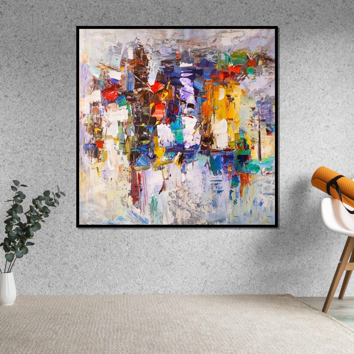 Multicolor Abstract Blocks Vibrant Impasto Texture Modern Print - Image 5
