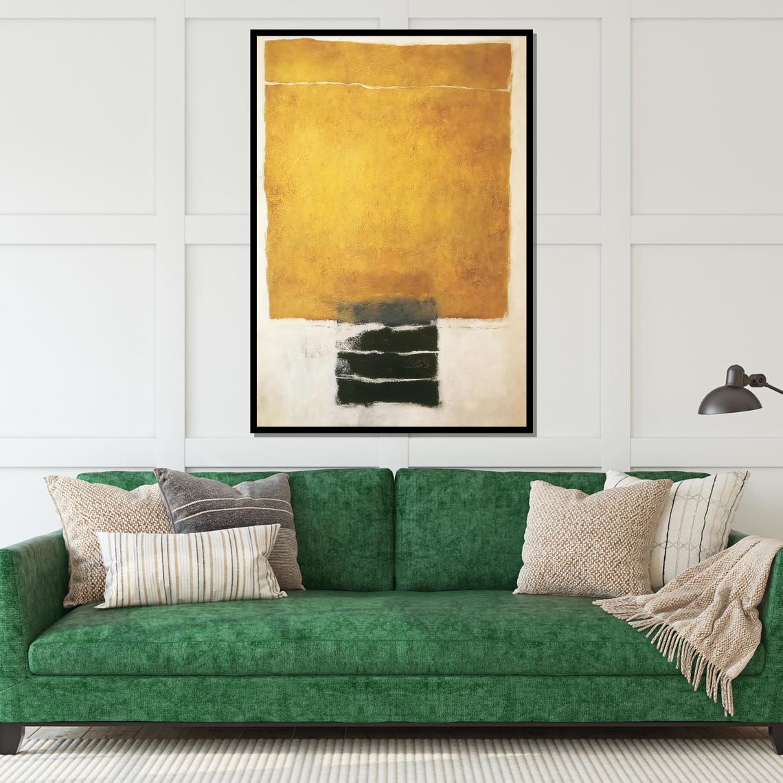 Golden Textured Layers Yellow Abstract White Band Art Poster - Image 4