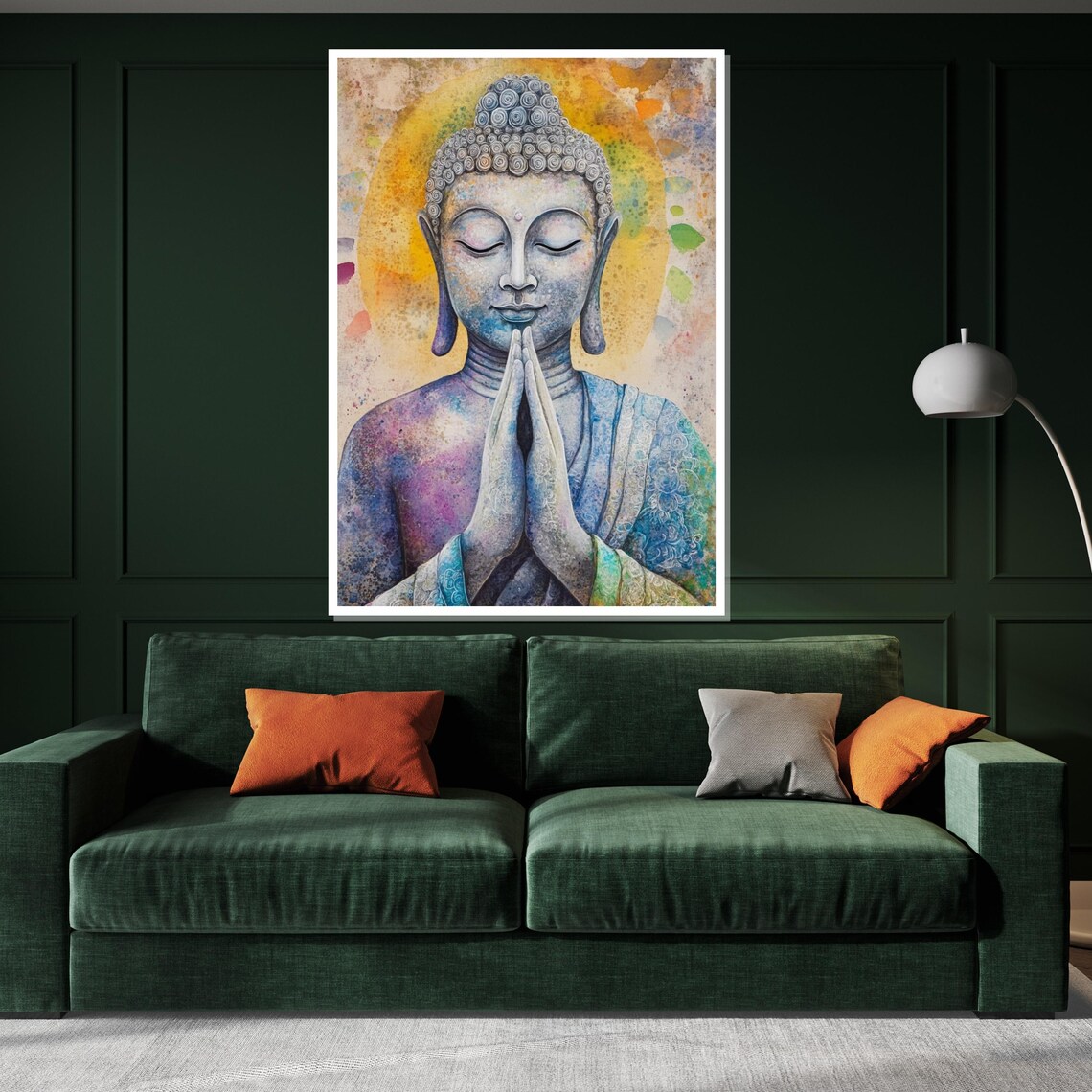 Watercolor Buddha Praying Hands Pastel Soft Spiritual Art Poster - Image 3