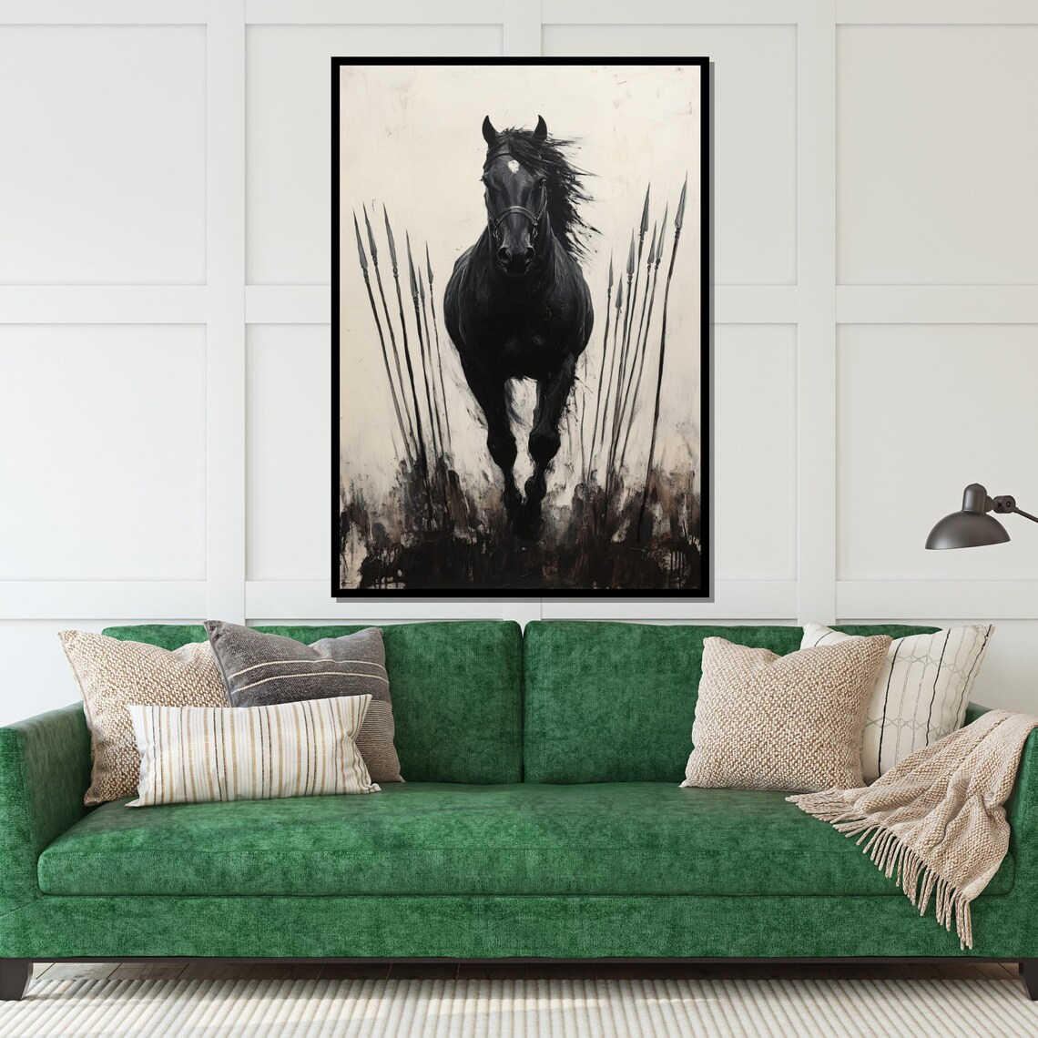 Gallant Black Stallion Charging Dramatic Horse Power Decor Poster - Image 5