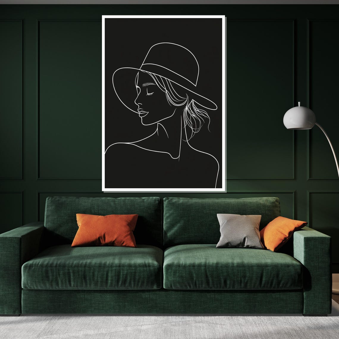 Minimalist Line Art Lady In Hat Black And White Elegant Design Poster - Image 3