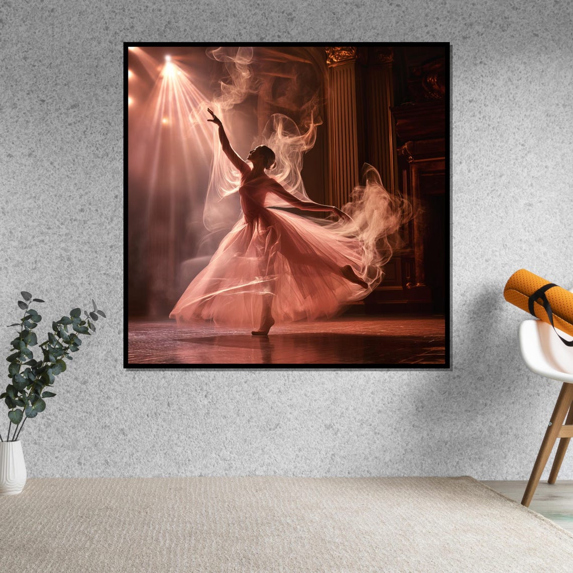Ballerina on Stage in Dramatic Light and Smoke Performance Poster - Image 5