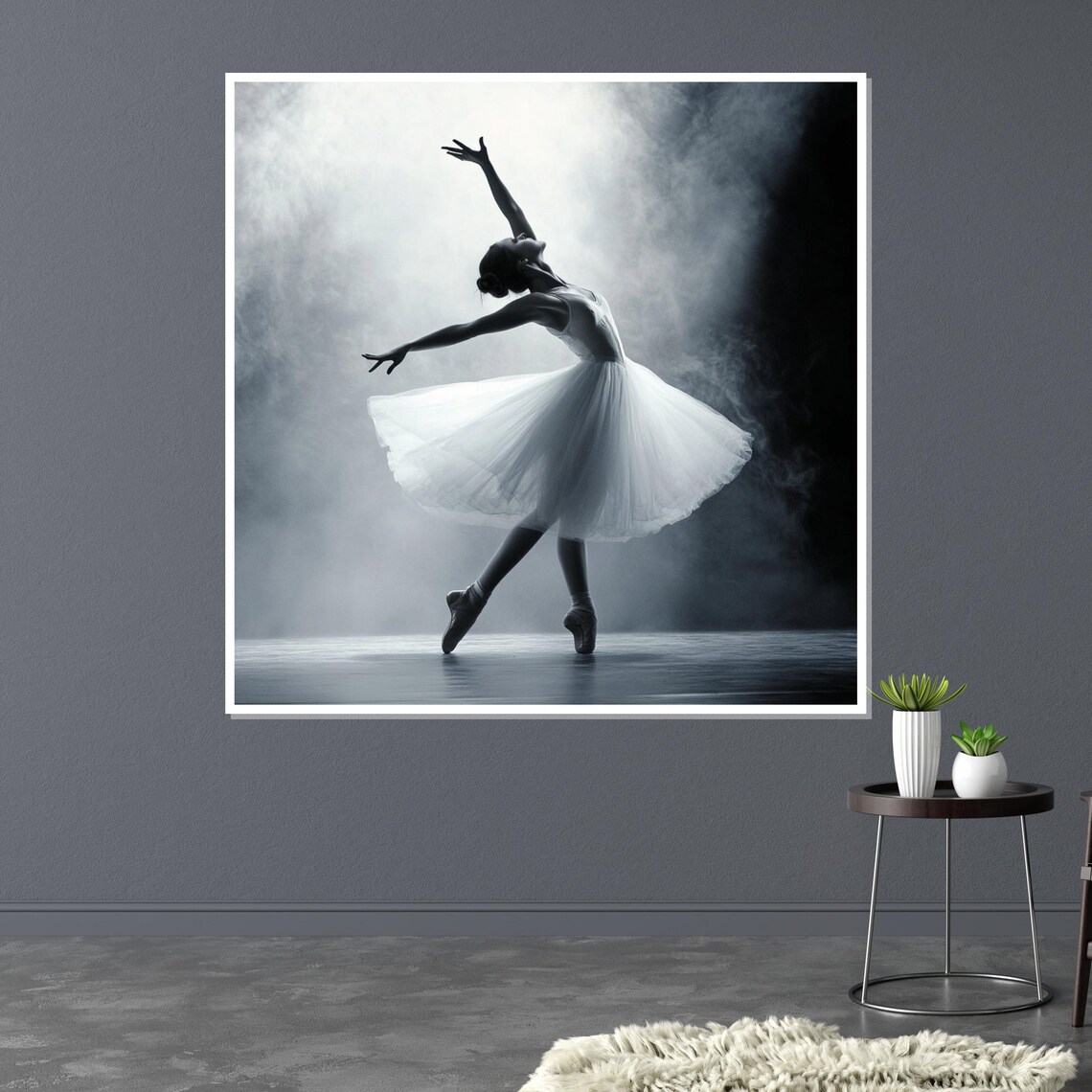 Black and White Ballerina in Spotlight Dramatic Stage Photo Poster - Image 3